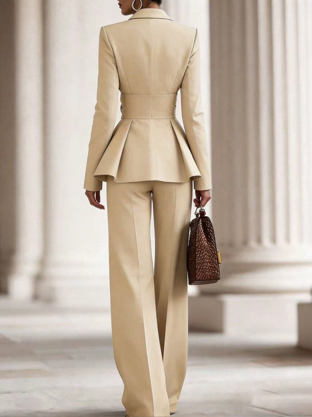 Apricot Casual Women's Elegant Jacket & Pants Set - Picture 2 of 5